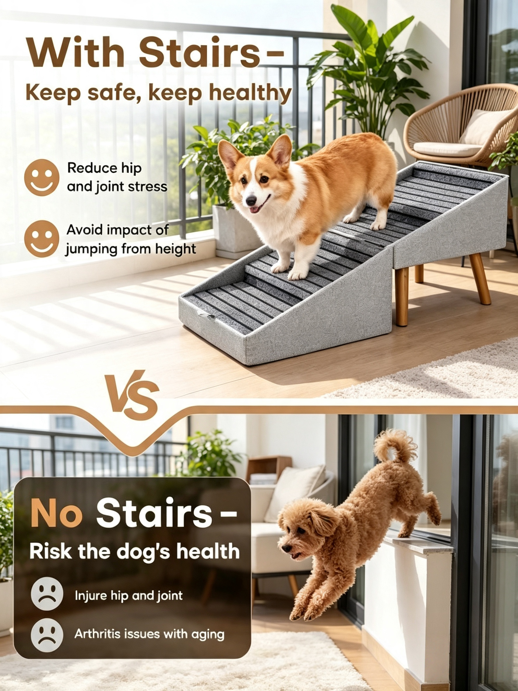 Foldable Dog Stairs Ottoman with Storage