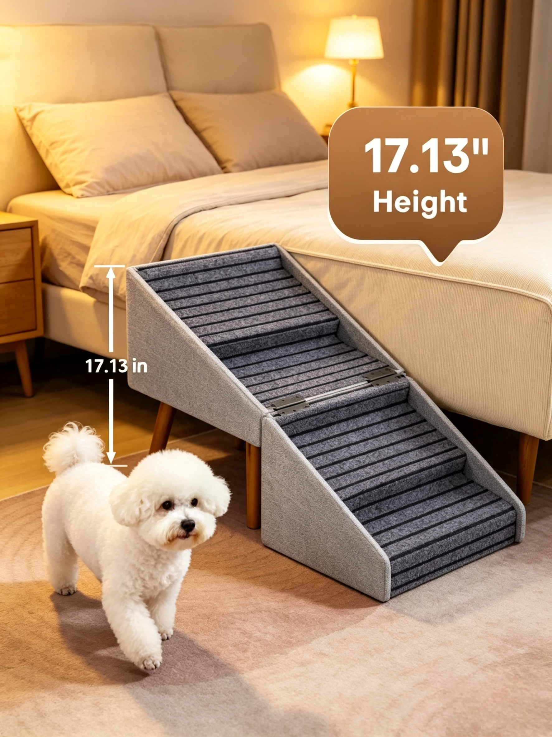 Foldable Dog Stairs Ottoman with Storage