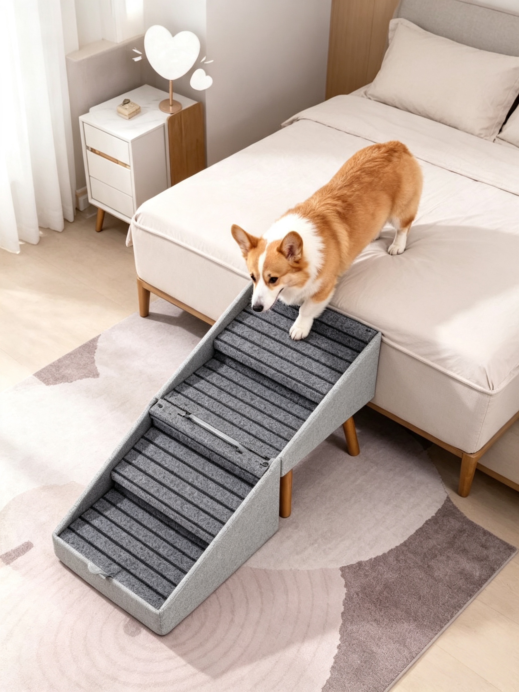 Foldable Dog Stairs Ottoman with Storage