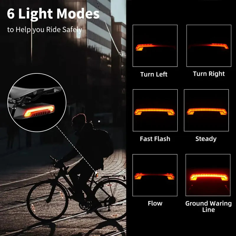 Wireless Bike Tail Light with Turn Signals – Remote Control, USB Rechargeable