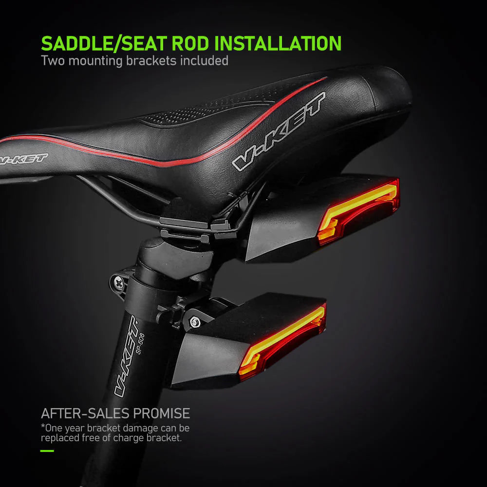 Wireless Bike Tail Light with Turn Signals – Remote Control, USB Rechargeable