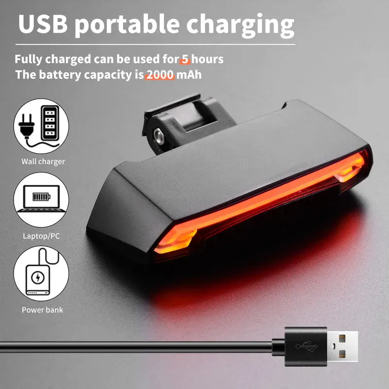 Wireless Bike Tail Light with Turn Signals – Remote Control, USB Rechargeable