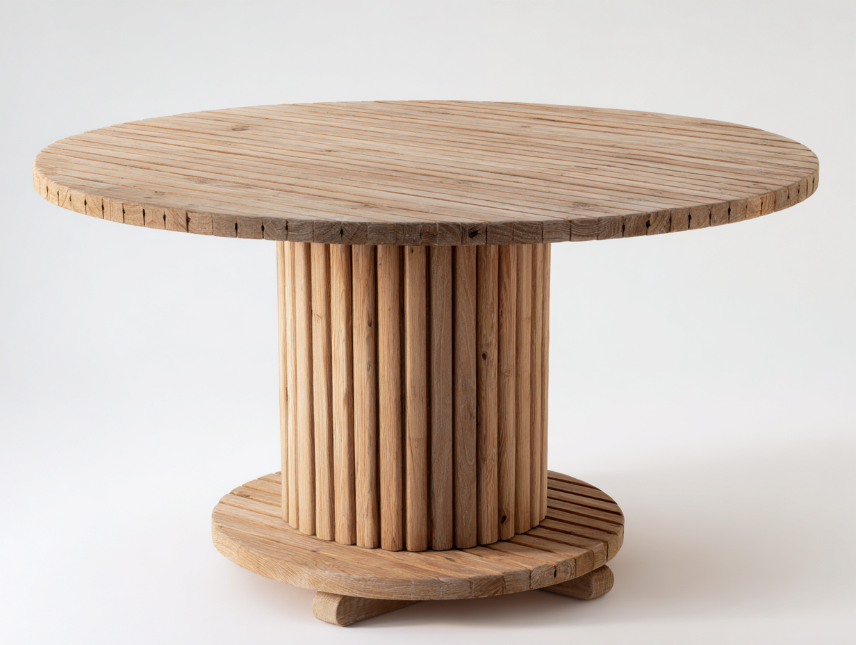 Gartentisch Holz 120x120x75 cm - Naturholz - rundes Design für Garten und Terrasse-Votaiocasa