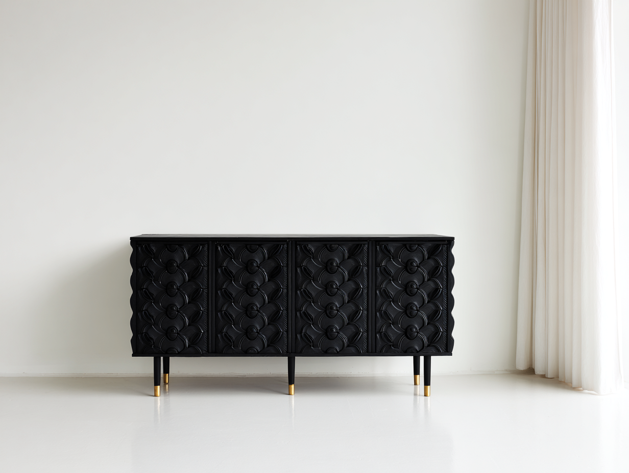 Dielenschränke Holzwerkstoff 160x40x82 cm - Schwarz-Gold - für Flur mit 4 Türen-Votaiocasa