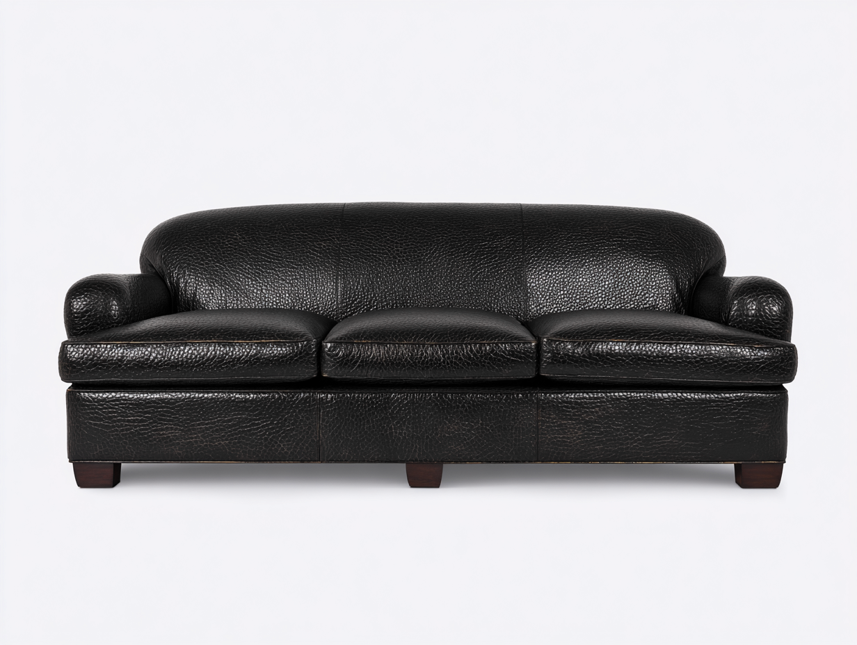 3 Sitzer Sofas Kunstleder 220x90x85 cm - Schwarz - klassisches Wohnzimmerdesign-Votaiocasa