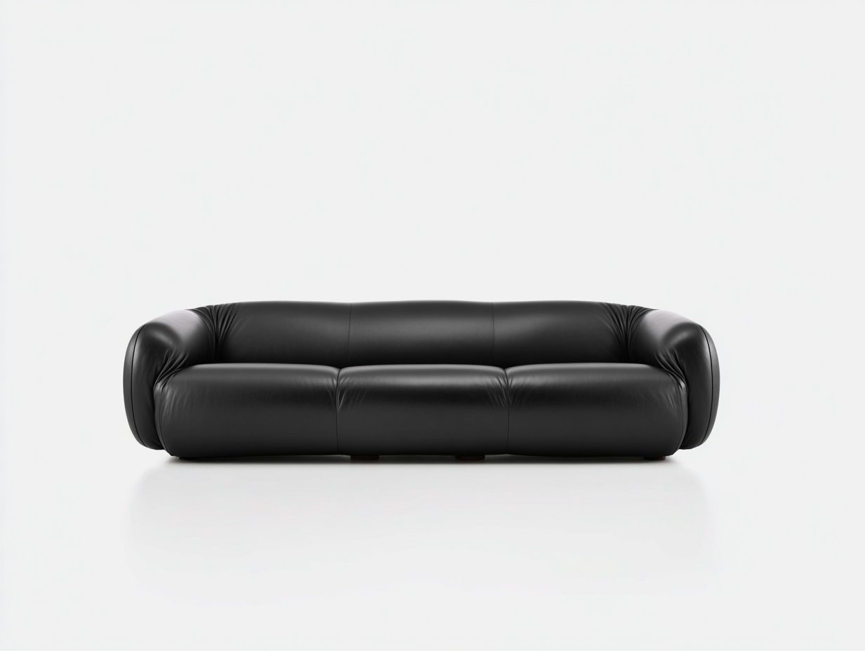 3 Sitzer Sofas Kunstleder 230x95x72 cm - schwarz - modernes Design mit abgerundeten Armlehnen-Votaiocasa