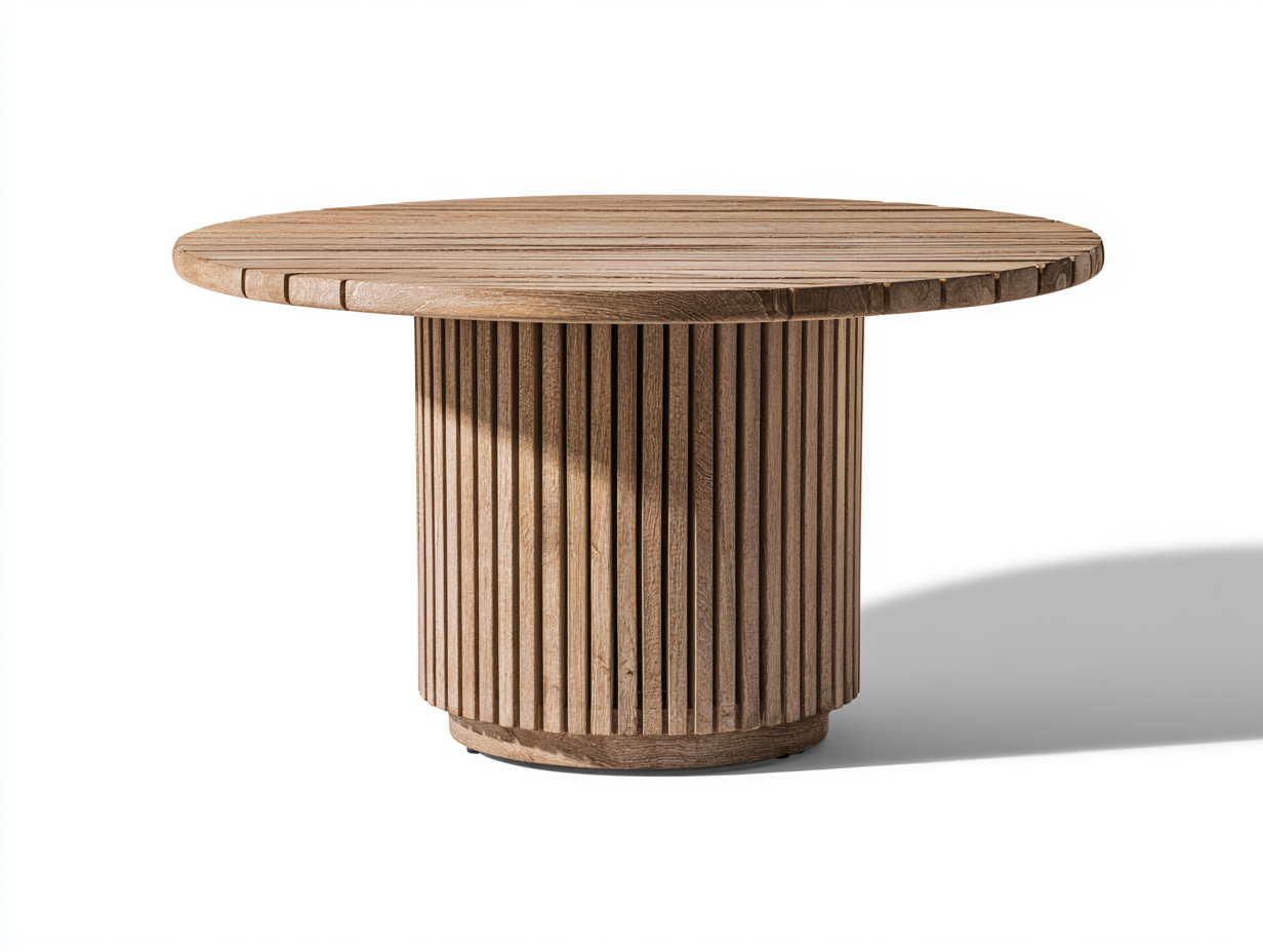 Gartentisch Holz 130x130x75 cm - Naturholz - rundes Design für Garten und Terrasse-Votaiocasa