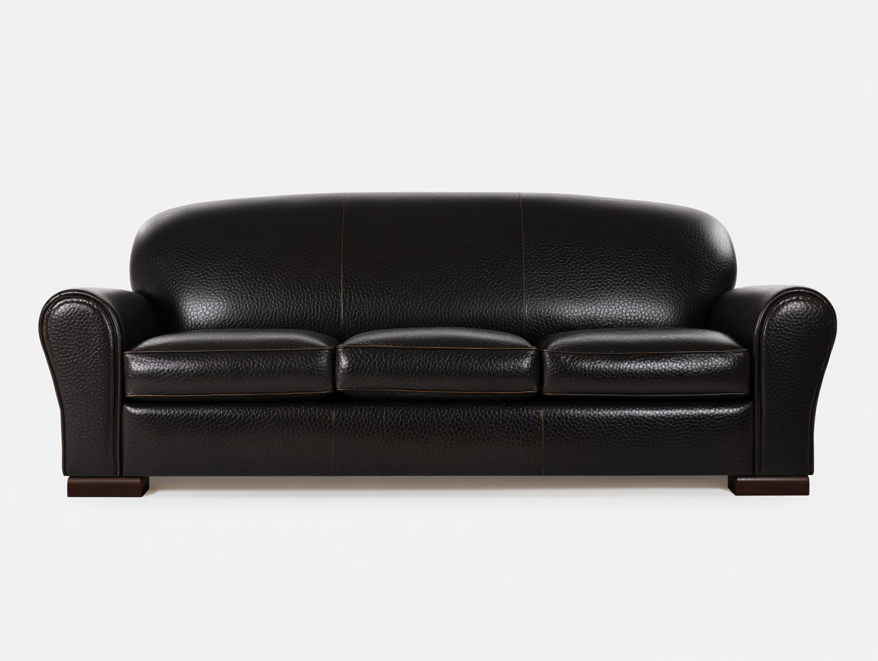 3 Sitzer Sofas - Kunstleder 210x85x86 cm - Schwarz - Klassisch mit Rollarmlehnen-Votaiocasa