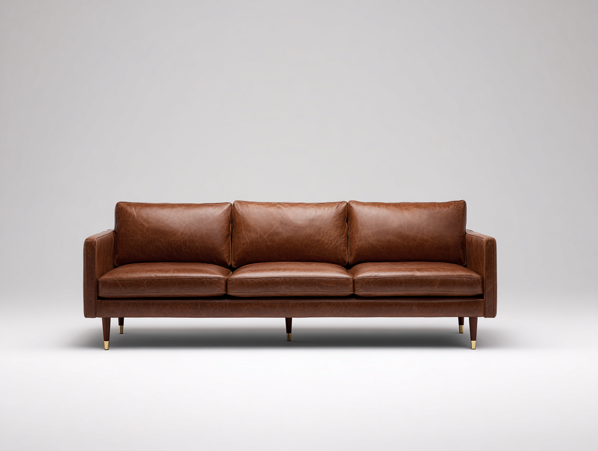 3 Sitzer Sofas - Kunstleder 220x88x82 cm - Cognacbraun-Gold - Modern mit Metallfüßen-Votaiocasa