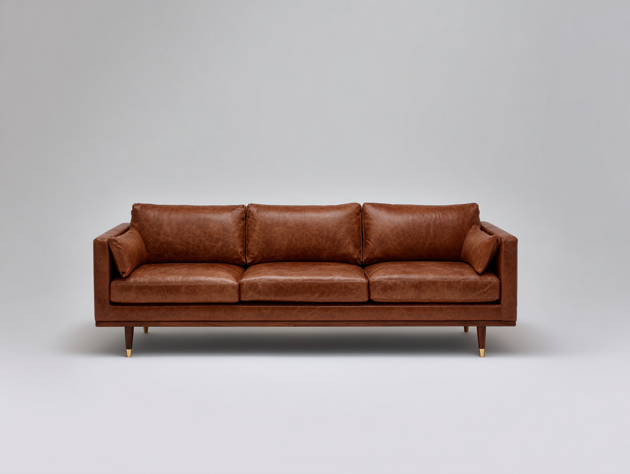 3 Sitzer Sofas Kunstleder 240x90x82 cm - cognacbraun - modernes Design mit schlanken Füßen-Votaiocasa