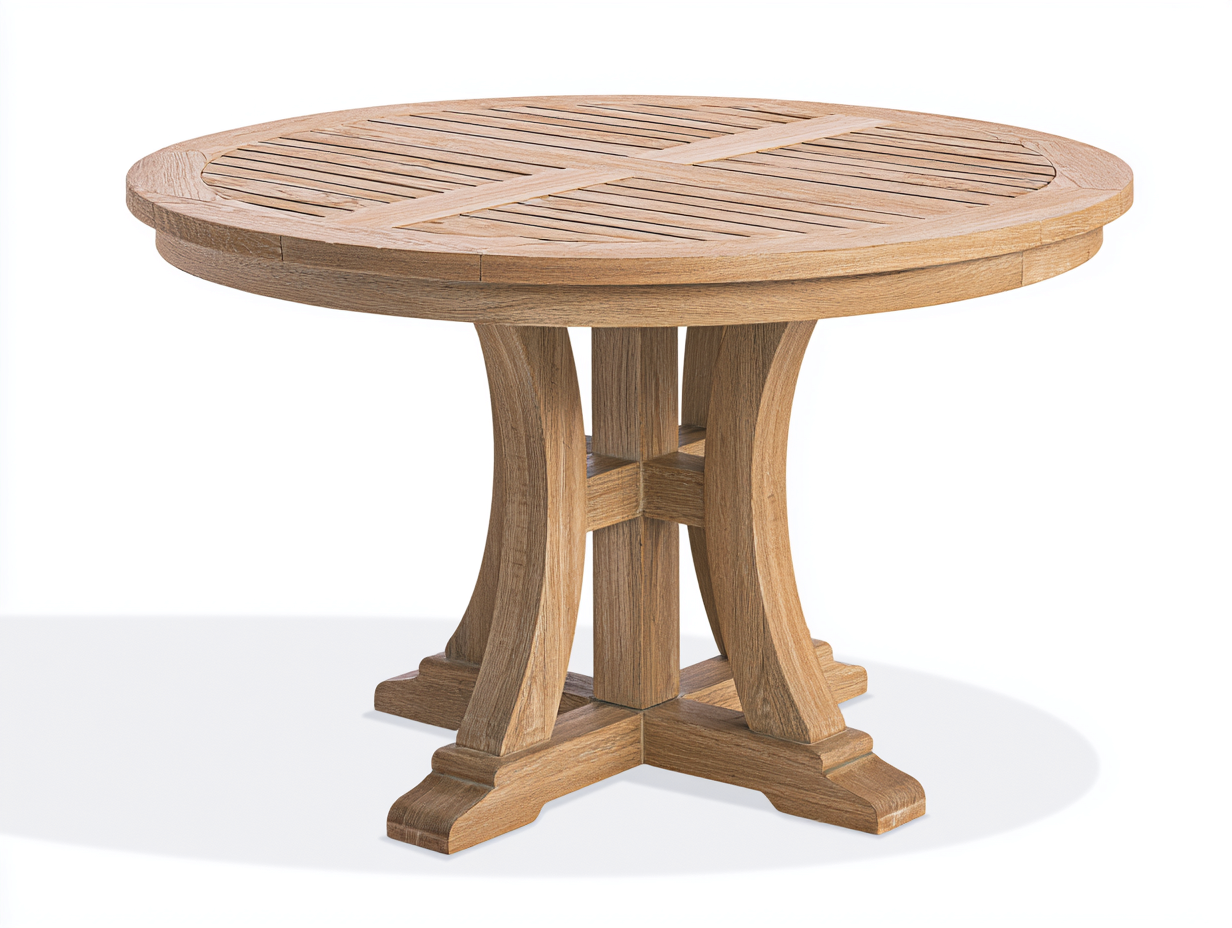 Gartentisch aus Holz 110 x 110 x 75 cm - Naturfarben - Rundes Lamellendesign für Terrasse und Garten-Votaiocasa