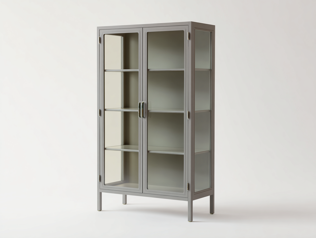 Vitrinen Metall und Glas 90x40x180 cm - Grau - modern mit 2 Glastüren-Votaiocasa