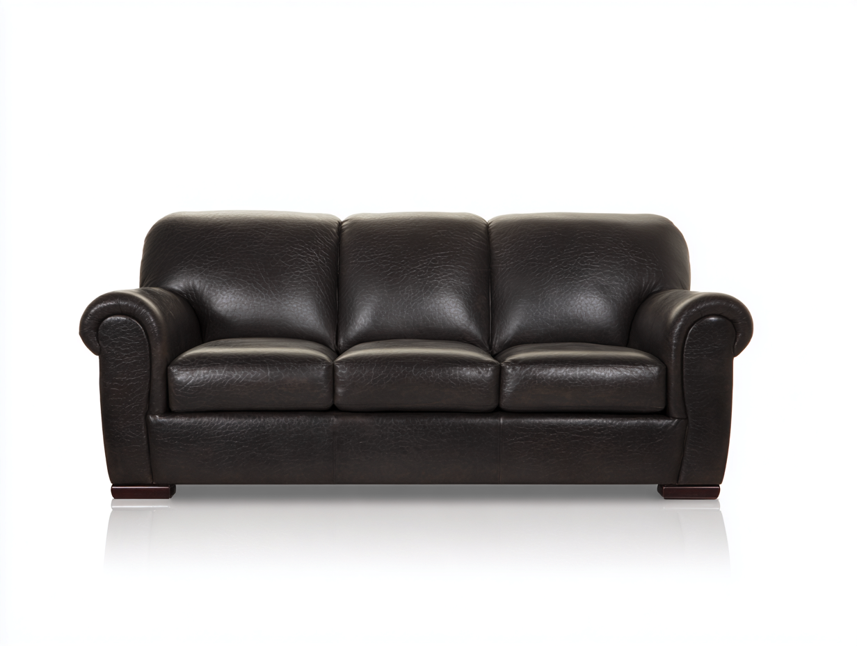 3 Sitzer Sofas Kunstleder 215x88x86 cm - Dunkelbraun - für Wohnzimmer mit gerollten Armlehnen-Votaiocasa