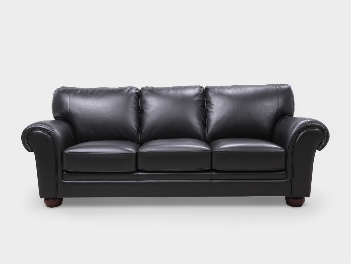 3 Sitzer Sofas Echtleder 210 x 92 cm - Schwarz - Klassisches Wohnzimmerdesign-Votaiocasa