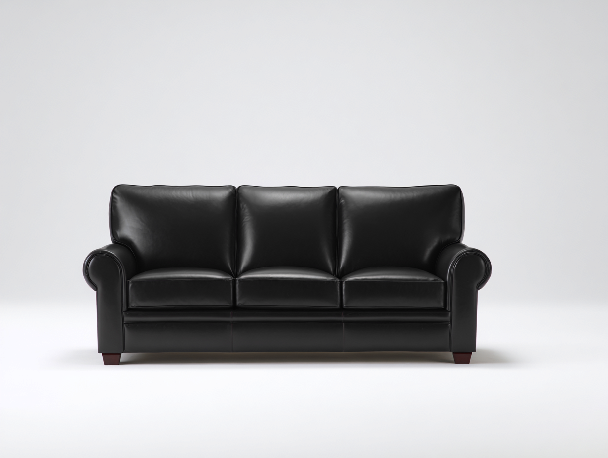 3 Sitzer Sofas Kunstleder 220x88x82 cm - Schwarz - klassisch für Wohnzimmer-Votaiocasa