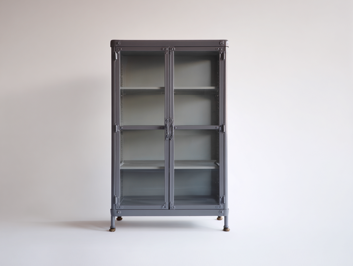 Vitrinen Metall Glas 90x40x170 cm - Grau - modern mit 2 Glastüren-Votaiocasa