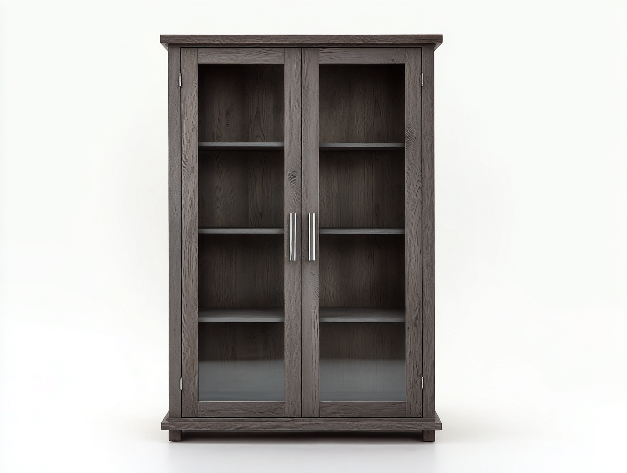 Vitrinen Holzwerkstoff 100x40x180 cm - Dunkelbraun - klassisch mit 2 Glastüren-Votaiocasa