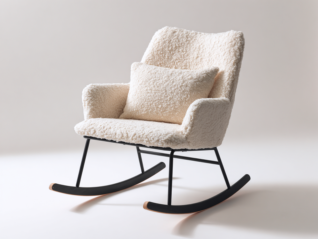 Schaukelstühle Bouclé-Stoff 85x72x95 cm - Cremeweiß-Schwarz - modernes Design-Votaiocasa