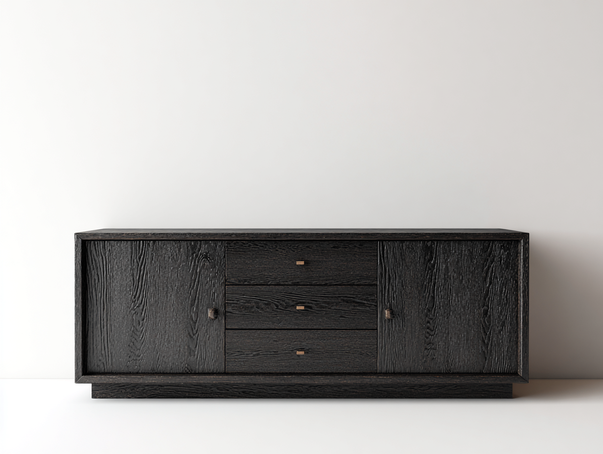 Dielenschränke - MDF und Metall 160x40x70 cm - Schwarz - Modern mit 2 Türen und 3 Schubladen-Talinranest