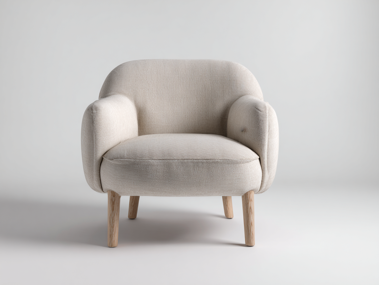 Sessel - Webstoff und Holz 74x76x81 cm - Creme-Natur - Modern mit Holzbeinen-Talinranest
