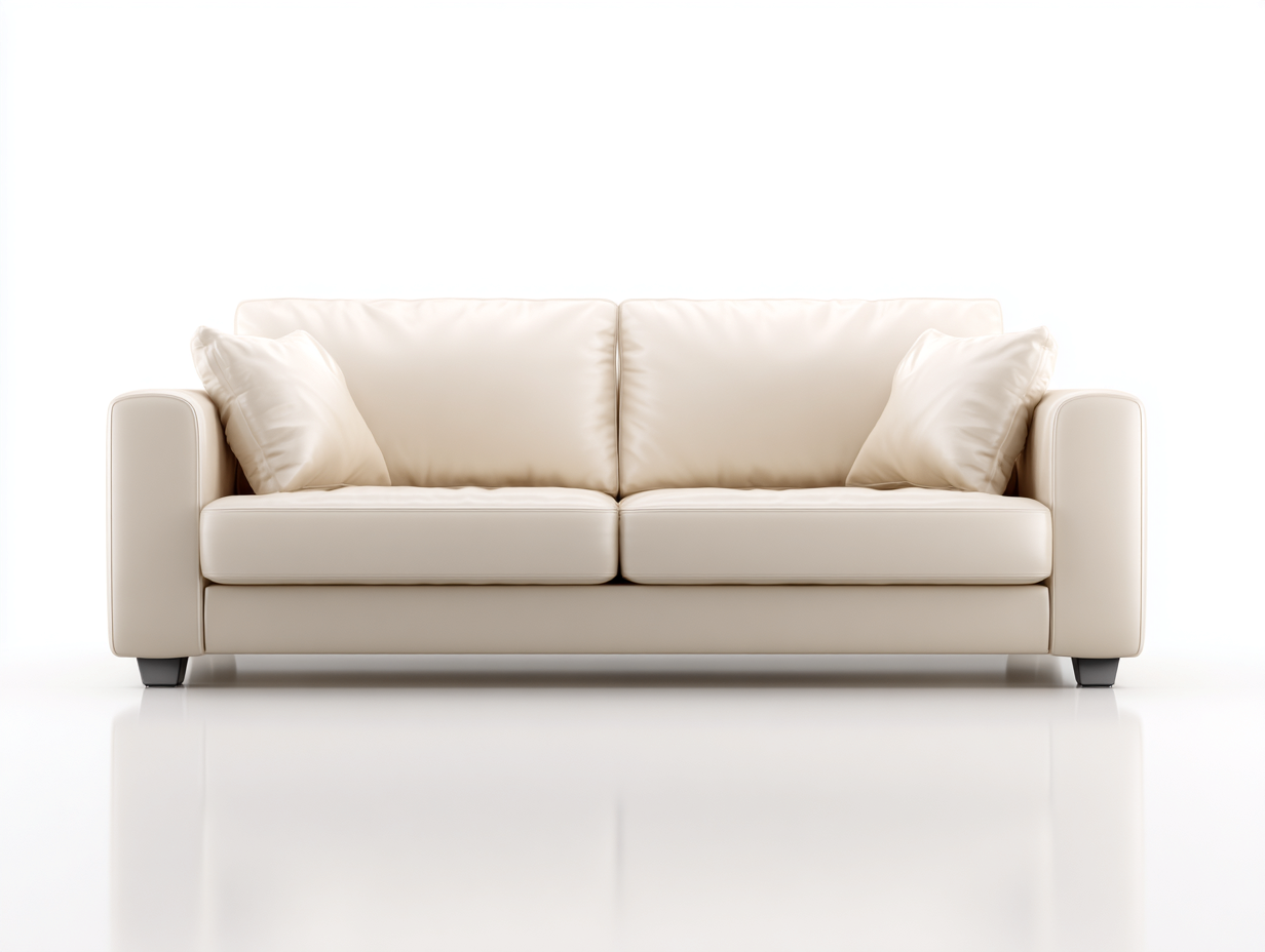 Zweisitzer Sofa Kunstleder 185x88x84 cm - Cremeweiß - für Wohnzimmer mit breiten Armlehnen-Talinranest
