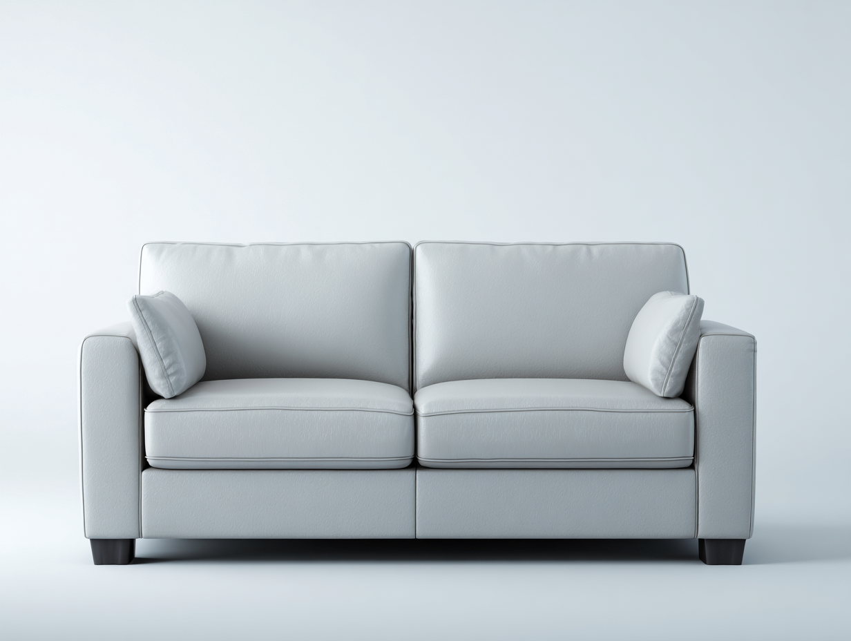 Zweisitzer Sofa Kunstleder 180x86x82 cm - Hellgrau - für Wohnzimmer mit breiten Armlehnen-Talinranest
