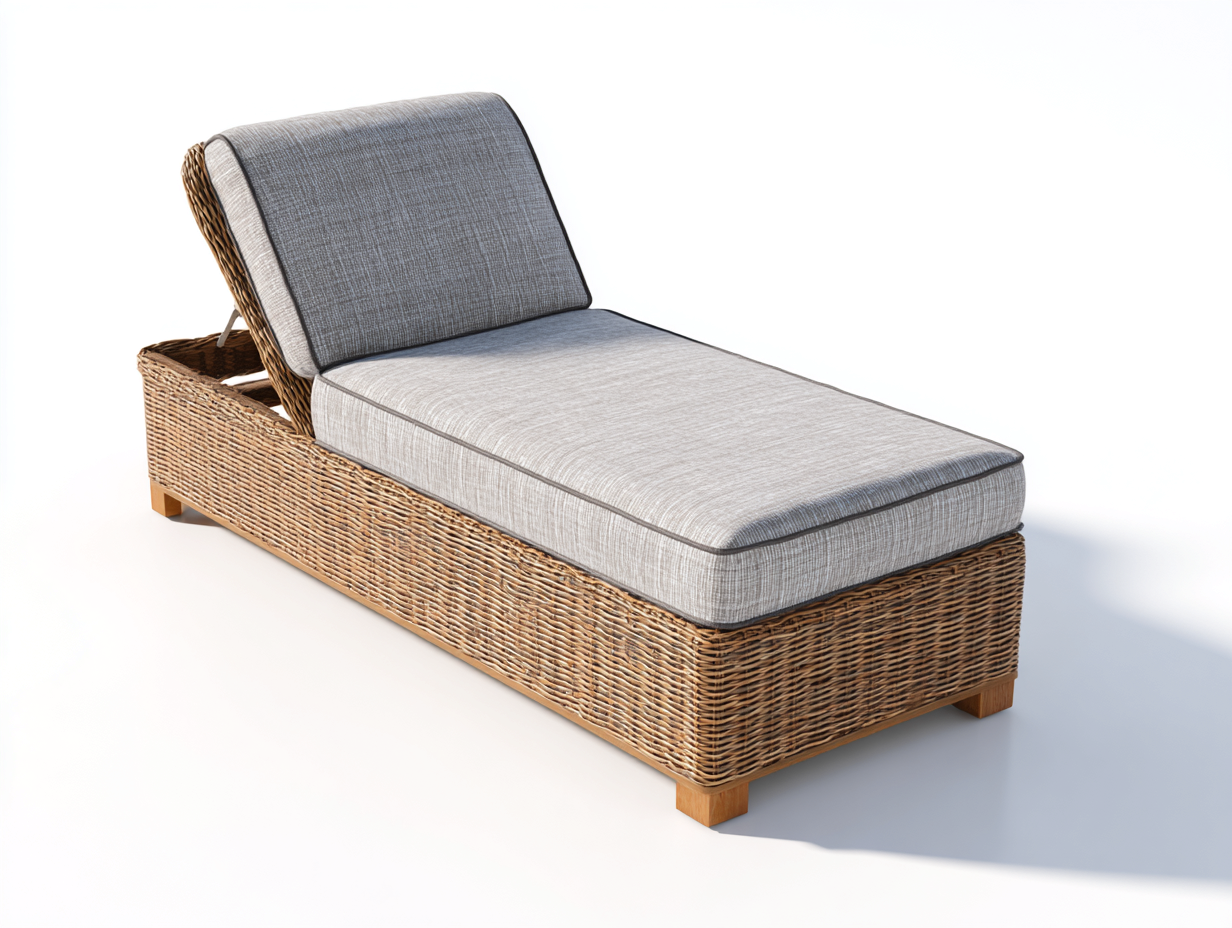 Sonnenliege Rattanoptik 200x75x85 cm - Braun-Grau - verstellbare Rückenlehne-Talinranest