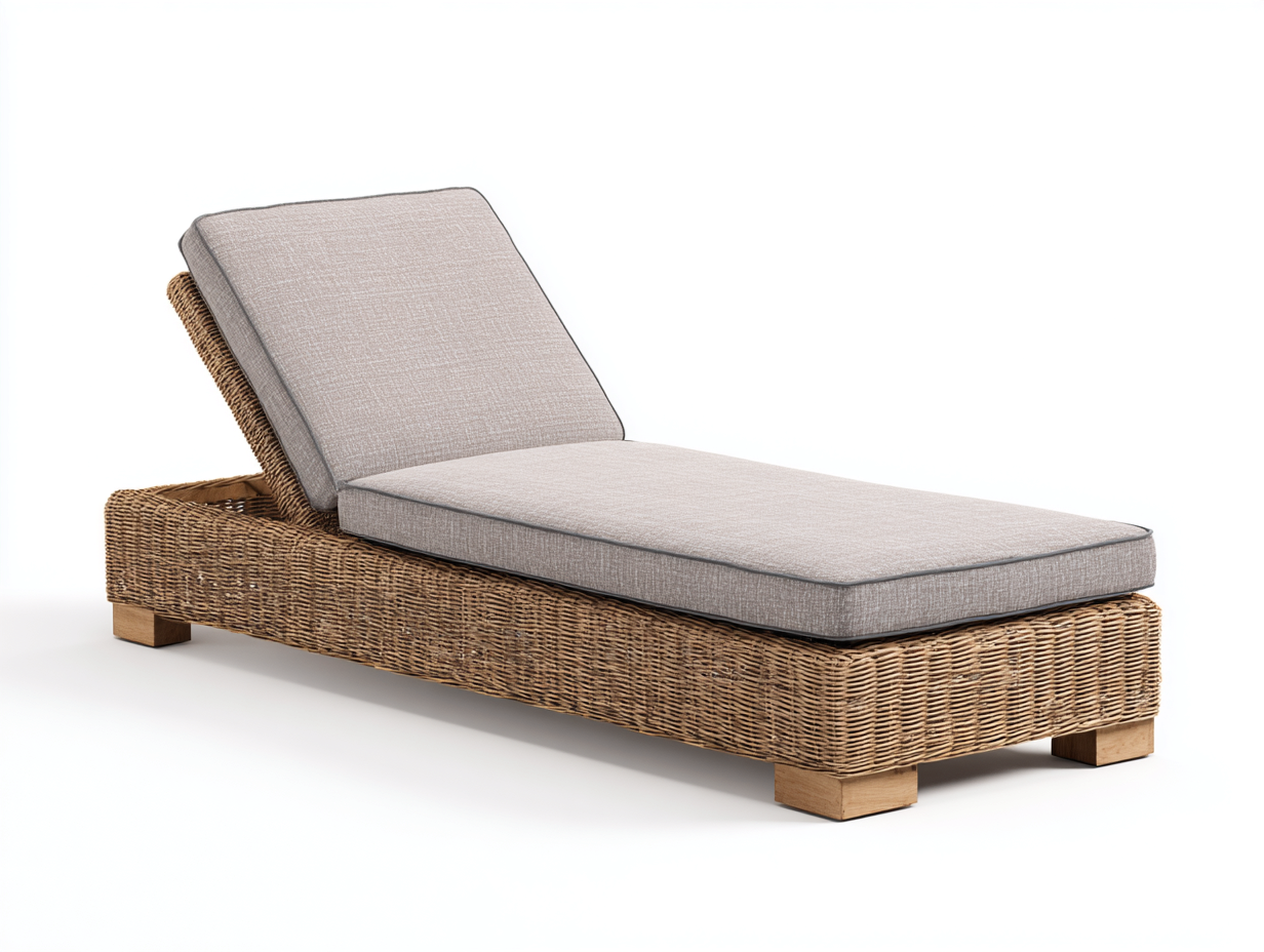 Sonnenliege Polyrattan 200x75x85 cm - Naturbraun-Grau - für Garten mit verstellbarer Rückenlehne-Talinranest