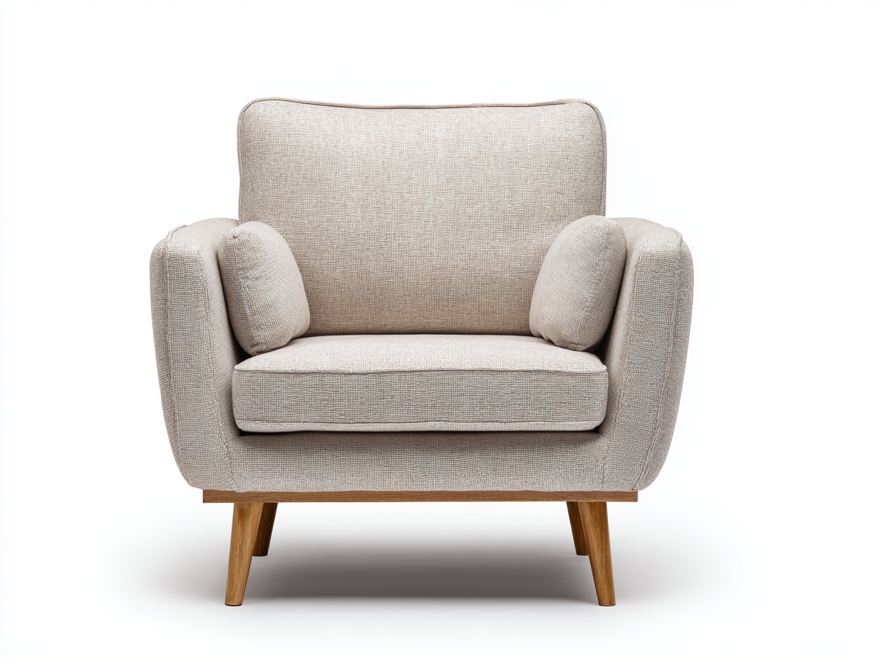 Sessel Stoffbezug 85x78x88 cm - Beige-Naturholz - modernes Wohnzimmerdesign-Talinranest