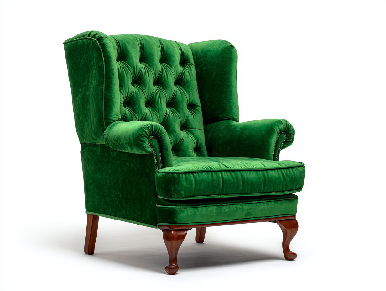 Sessel - Samtstoff und Holz 86x84x106 cm - Grün-Braun - Klassisch mit Ohrensesselform-Talinranest