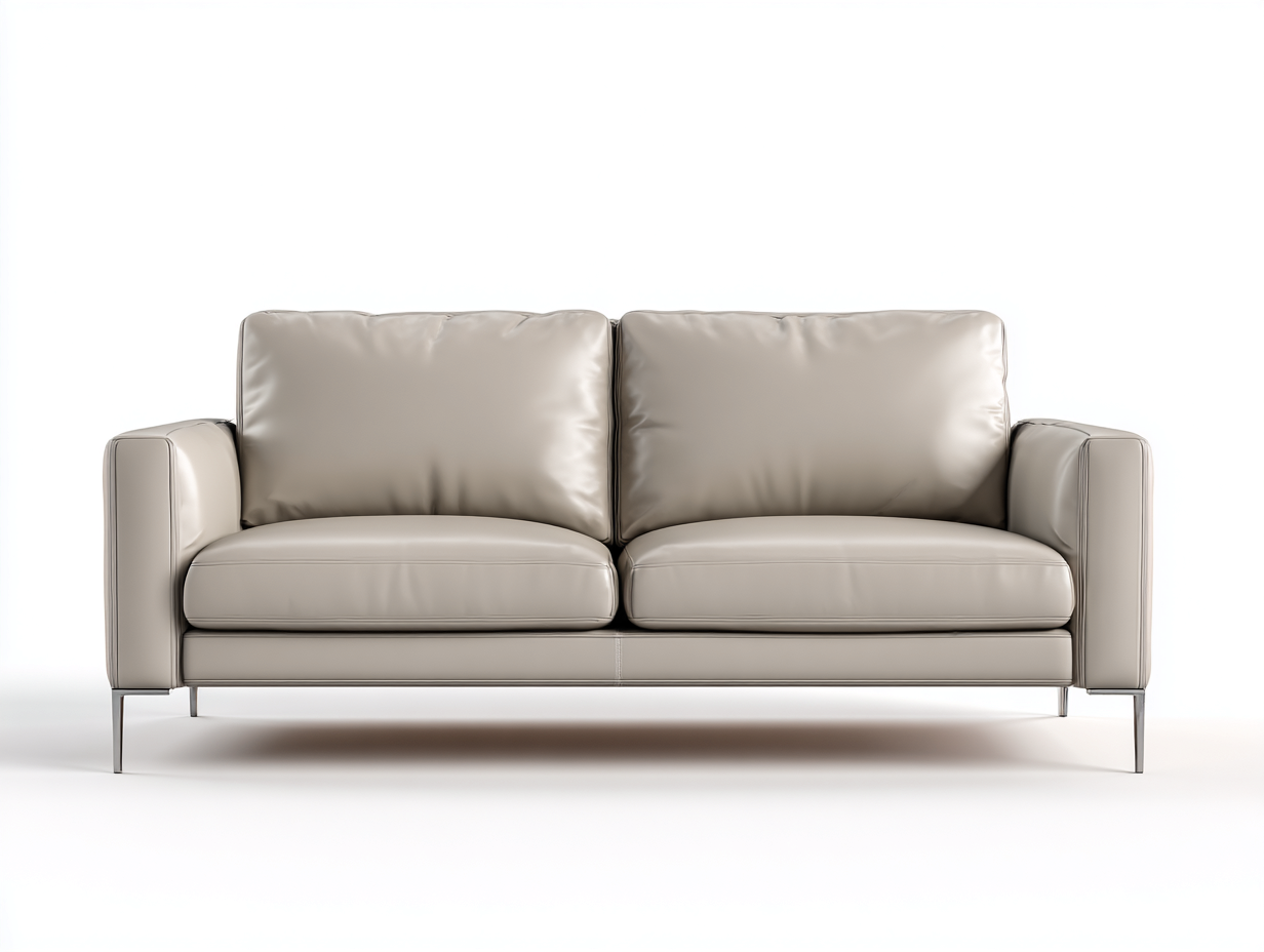 Zweisitzer Sofa aus Kunstleder 210x88x82 cm - Taupe und Silber - modernes Design-Talinranest