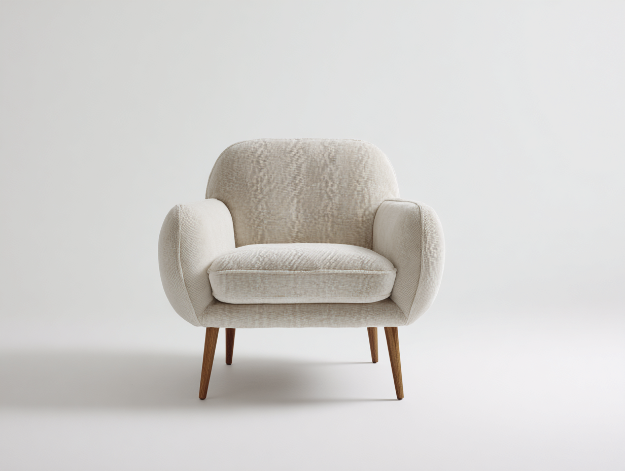 Sessel - Bouclé-Stoff und Holz 76x78x82 cm - Creme-Naturbraun - Modern mit Holzbeinen-Talinranest