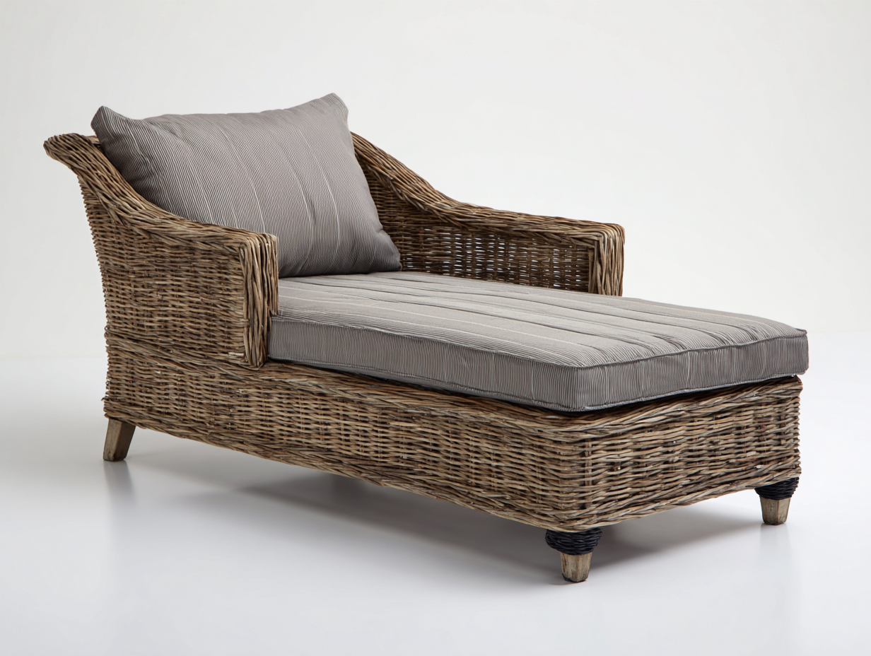 Sonnenliege Rattanoptik 190x75x82 cm - Naturbraun-Grau - für Garten mit Armlehnen-Talinranest
