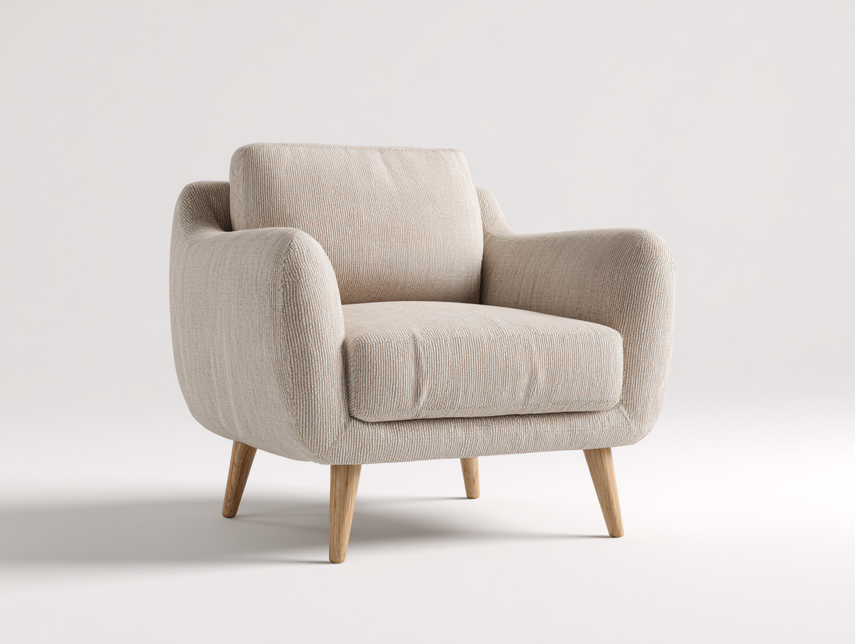 Sessel Cordstoff 82x76x86 cm - Beige-Naturholz - modernes Wohnzimmerdesign-Talinranest