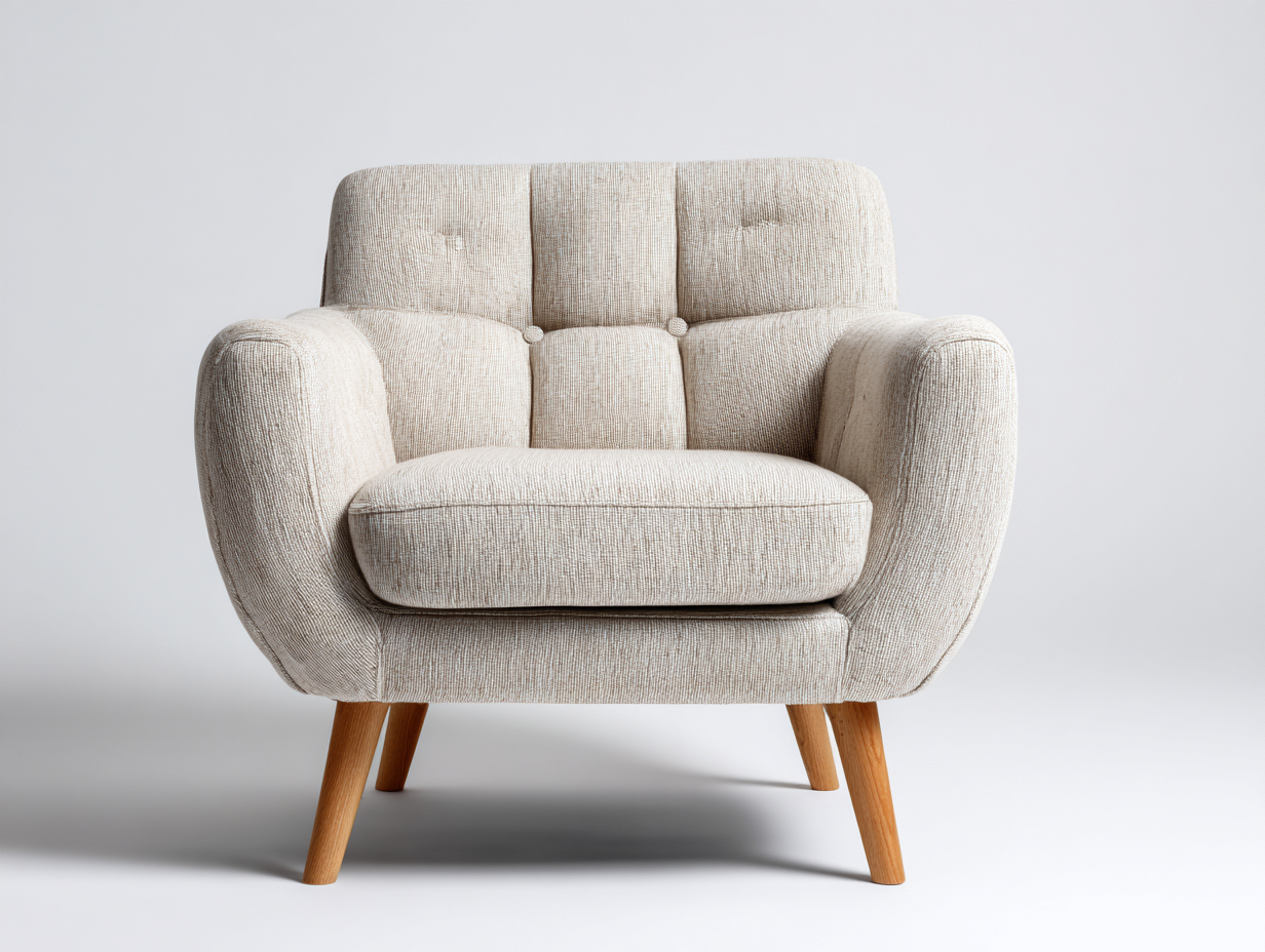 Sessel Stoff Holz 88x82x86 cm - Beige-Natur - modern für Wohnzimmer-Talinranest