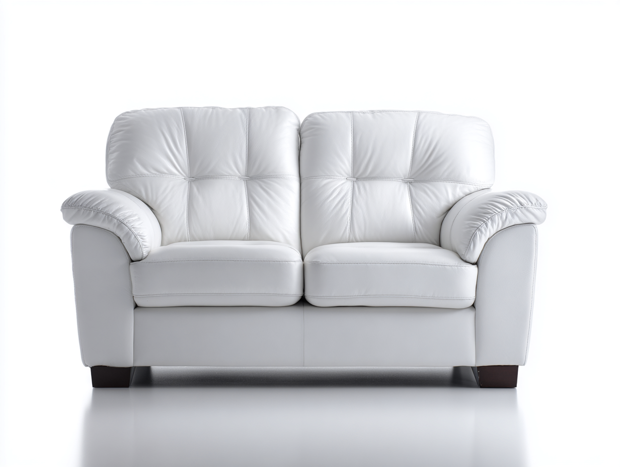 Zweisitzer Sofa aus Kunstleder und Holz 165 x 90 x 92 cm - Weiß-Dunkelbraun - Klassisches Polsterdesign für das Wohnzimmer-Talinranest