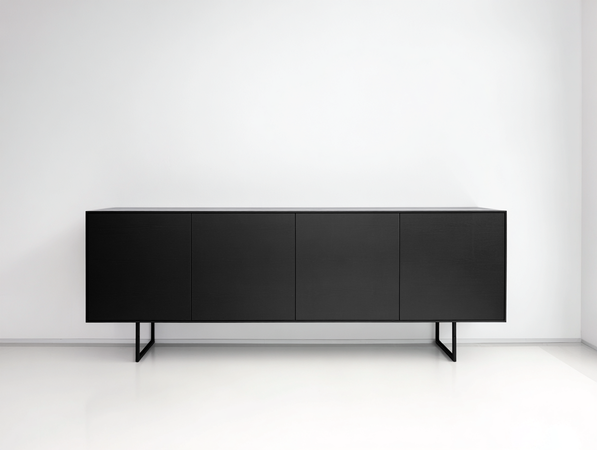 Dielenschränke Holzwerkstoff 220x45x78 cm - Schwarz - modern mit 4 Türen-Talinranest