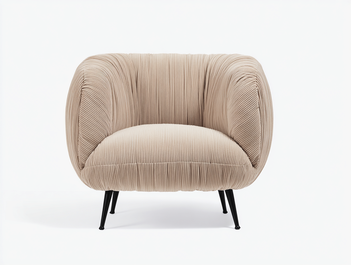 Sessel aus Cordstoff 120x80x78 cm - Beige und Schwarz - modernes Lounge Design-Talinranest