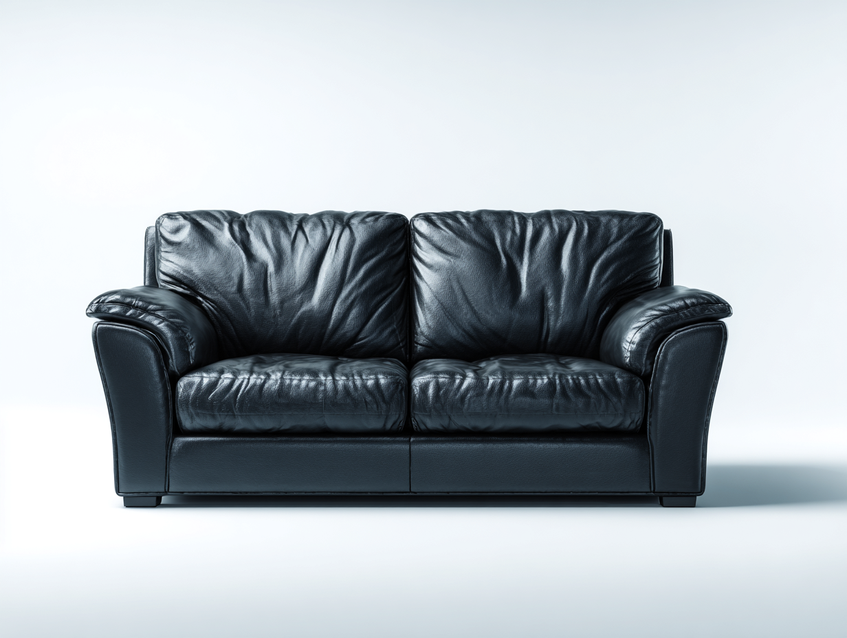 Zweisitzer Sofa Kunstleder 175x90x85 cm - Schwarz - für Wohnzimmer mit breiten Armlehnen-Talinranest