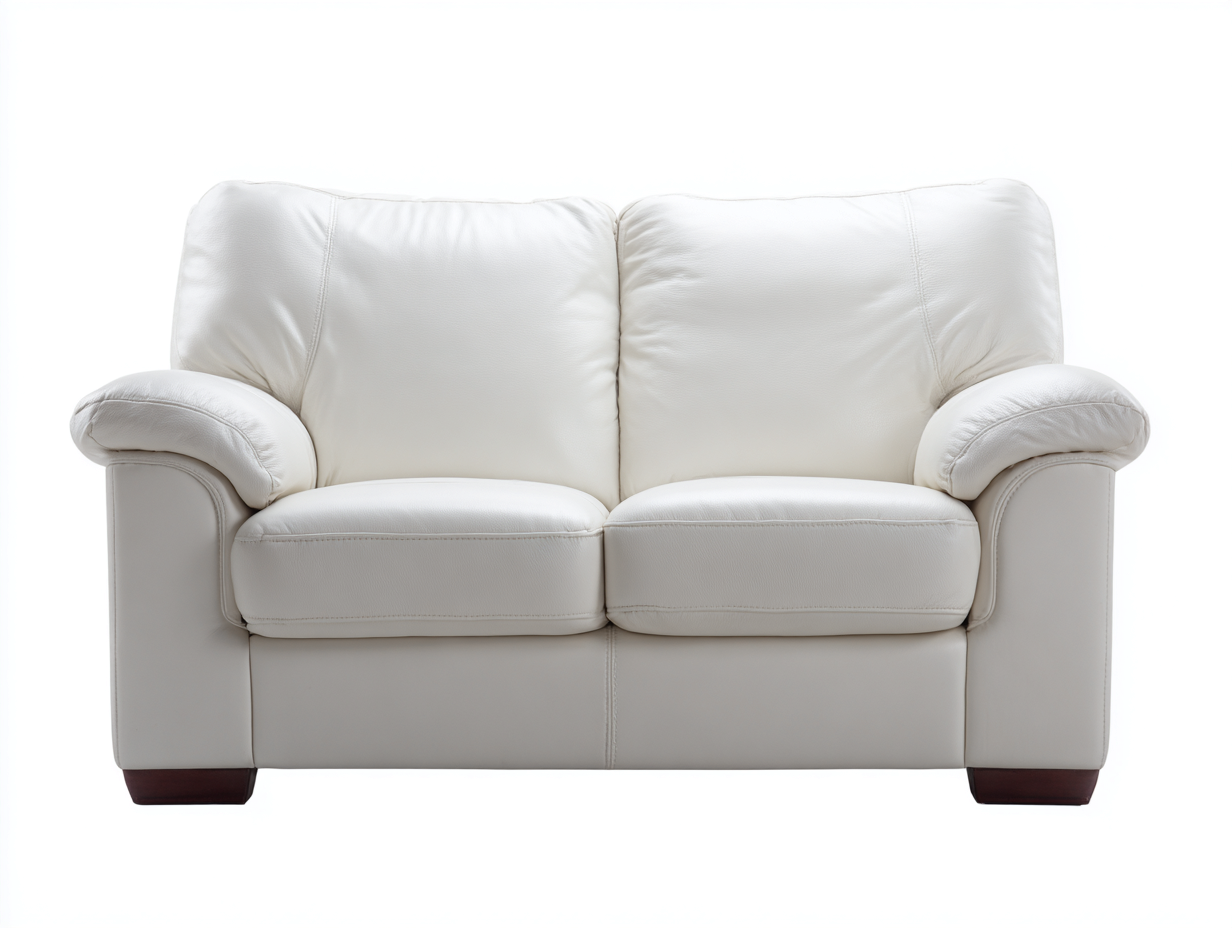 Zweisitzer Sofa Kunstleder 170x92x88 cm - Cremeweiß - für Wohnzimmer mit gerollten Armlehnen-Talinranest
