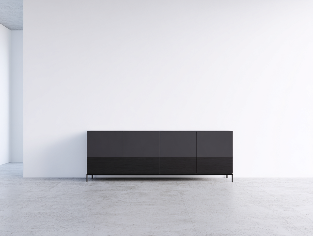 Dielenschränke aus Holzwerkstoff und Metall 180 x 40 x 80 cm - Schwarz-Anthrazit - Viertüriges Design für den Flur-Talinranest