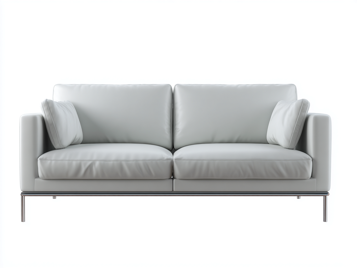 Zweisitzer Sofa aus Kunstleder und Metall 195 x 90 x 85 cm - Weiß-Silber - Modernes Design für das Wohnzimmer-Talinranest
