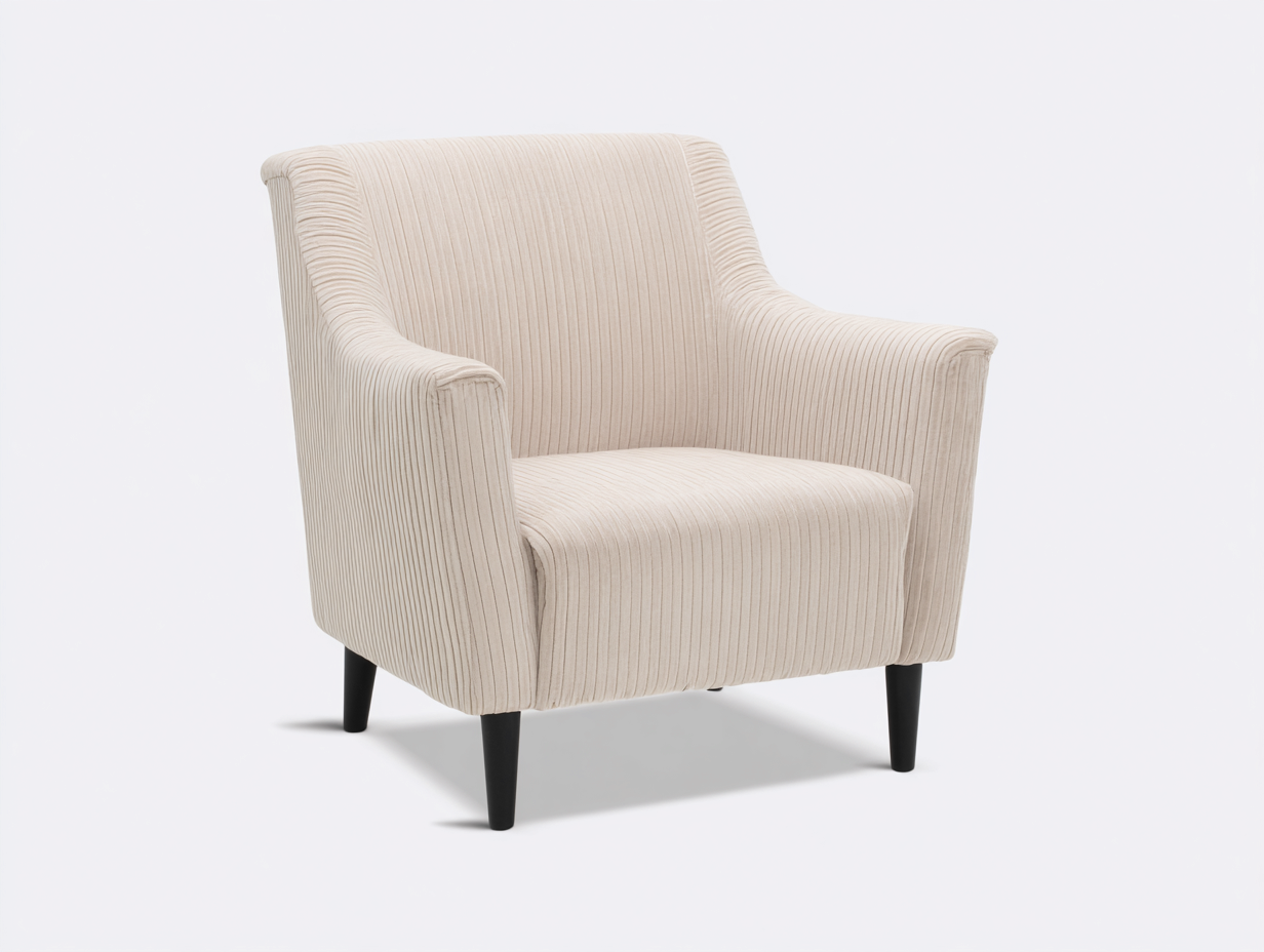 Sessel - Cordstoff und Holz 78x80x84 cm - Creme-Schwarz - Modern mit schwarzen Beinen-Talinranest
