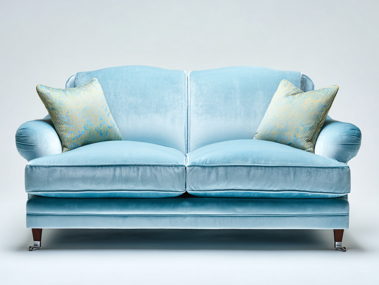 Zweisitzer Sofa Samtstoff 185x88x86 cm - Hellblau - klassisches Wohnzimmerdesign-Talinranest