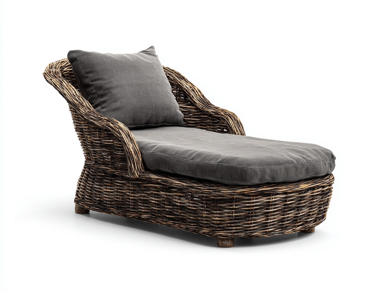 Sonnenliege Rattan 185x75x90 cm - Naturbraun-Grau - klassisches Lounge Design-Talinranest