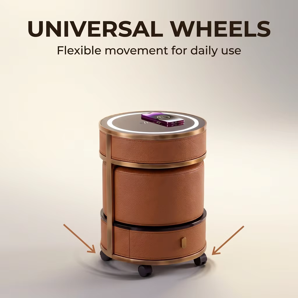 Jingshanbaisui Modern Apartment Hotel Bedroom Makeup Vanity Table LED 3-Color Lighted Mirror Wireless Charging Storage Drawers Universal Wheels