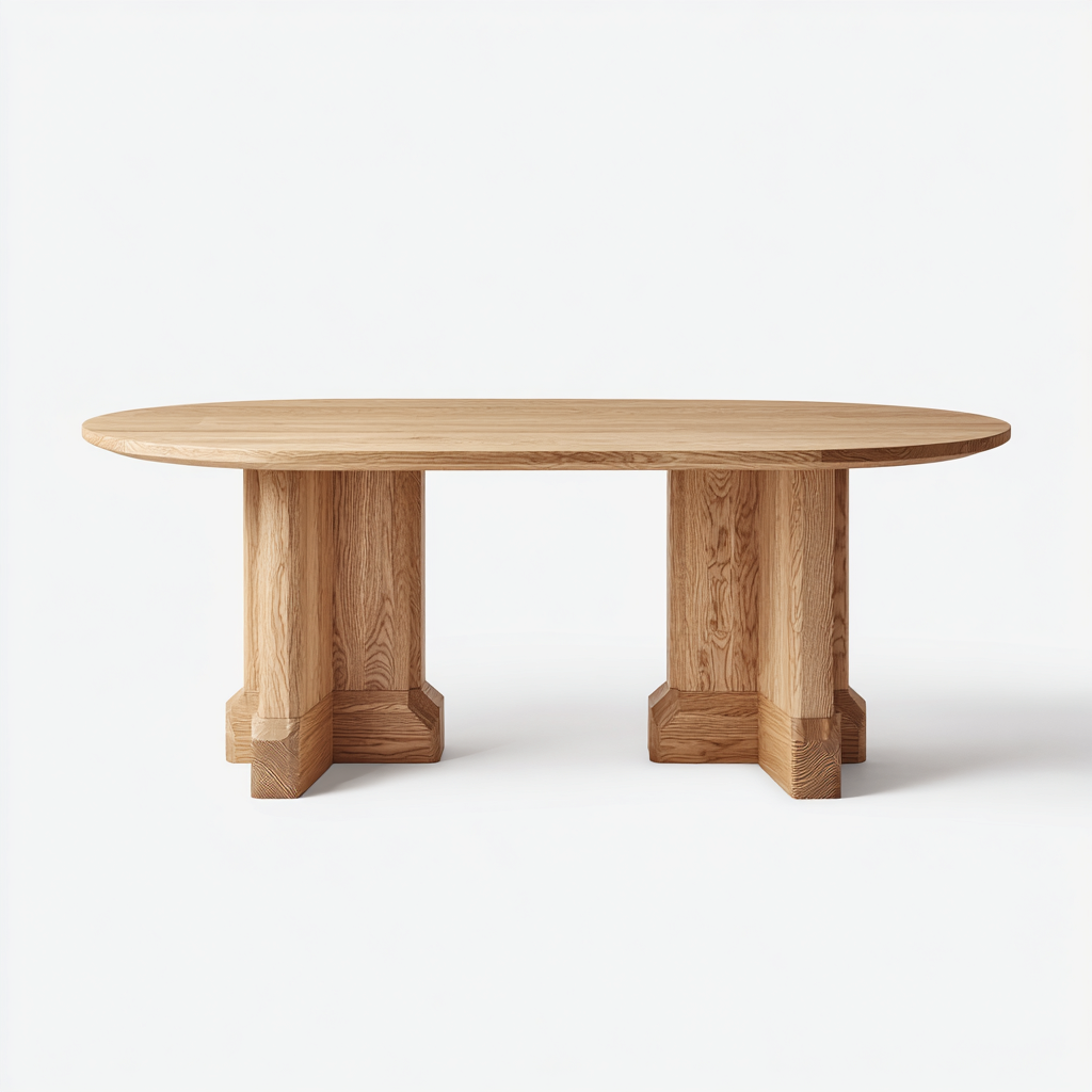 Table à manger ovale en bois 180x90x75 cm - bois naturel - style contemporain-Gazensahome