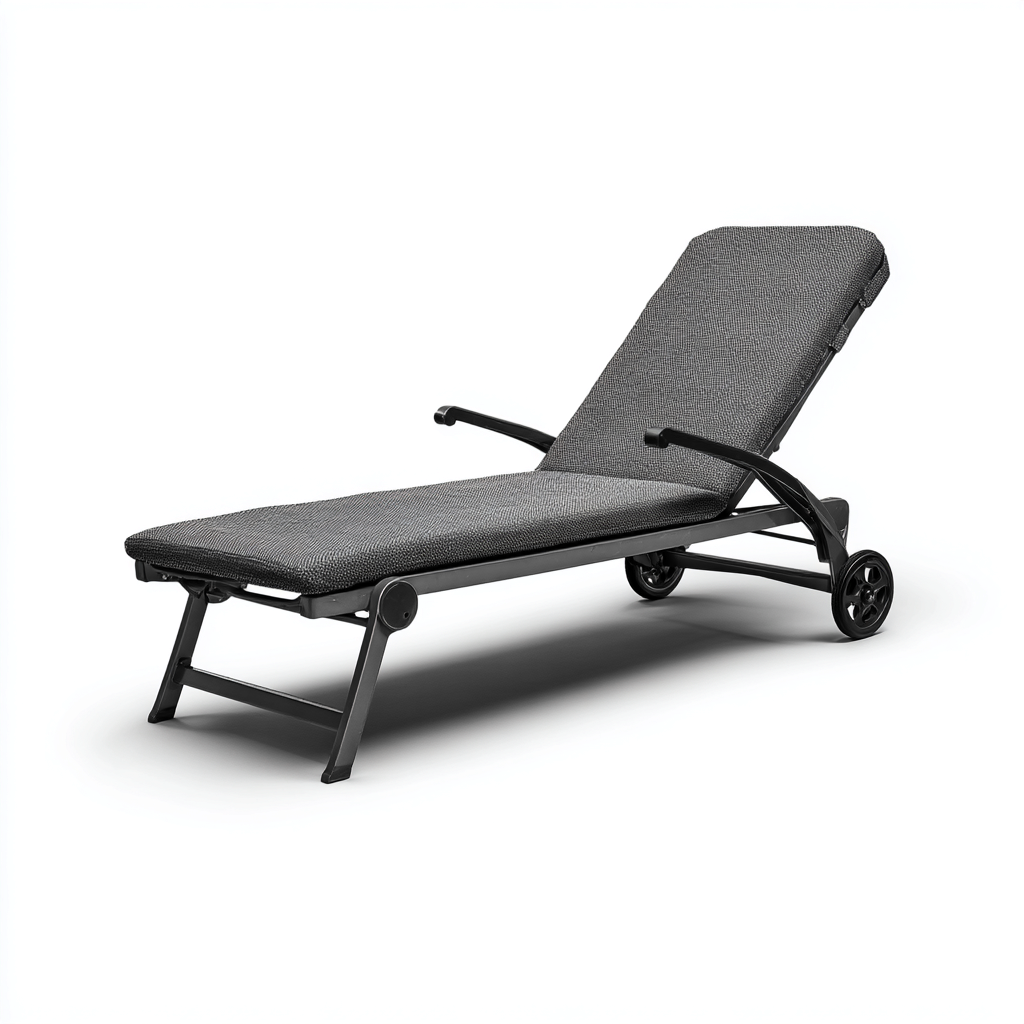 Transat en métal et tissu 195x65x90 cm - gris-noir - chaise longue pour extérieur - style moderne-Gazensahome