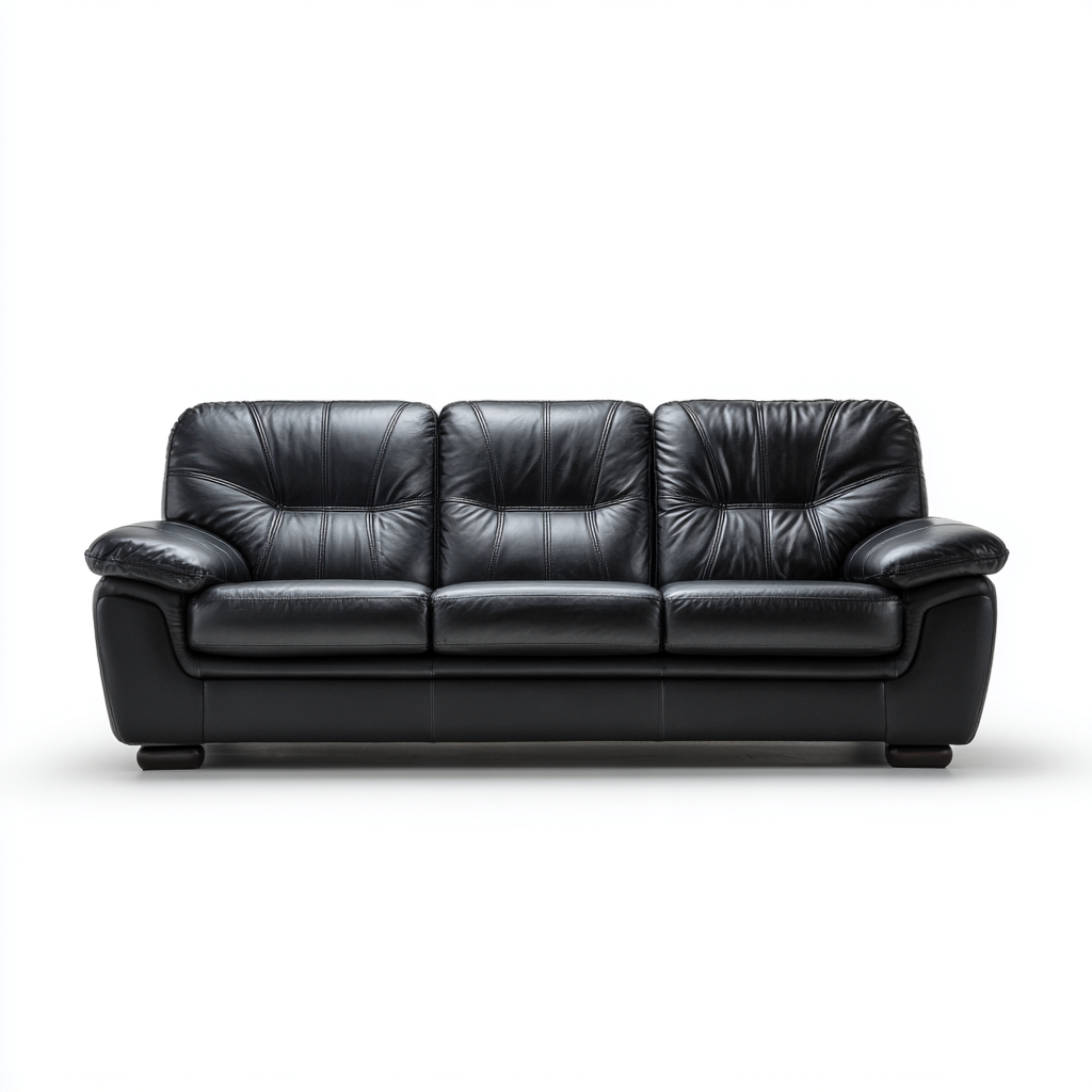 Canapé droit en cuir 210x90x85 cm - noir - style classique-Gazensahome