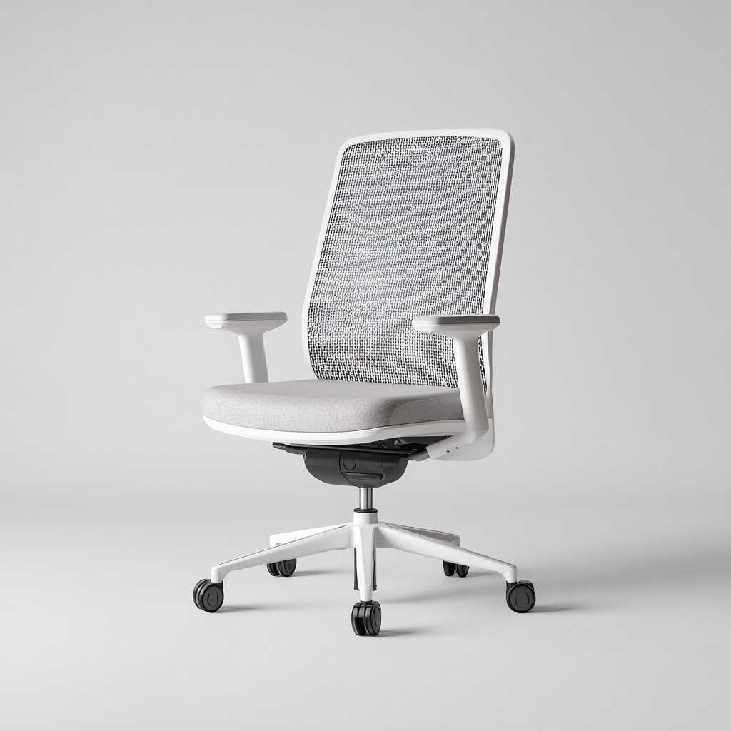 Chaise de bureau 60x60x105 cm - blanc-gris - design ergonomique-Gazensahome